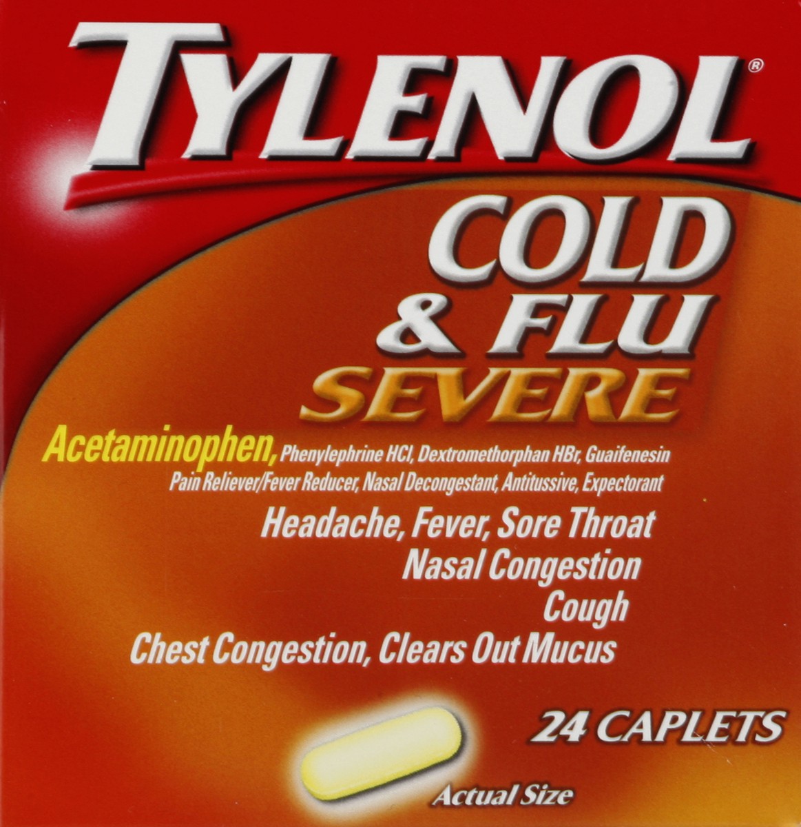 slide 3 of 6, Tylenol Cold + Flu Severe Caplets, 24 ct