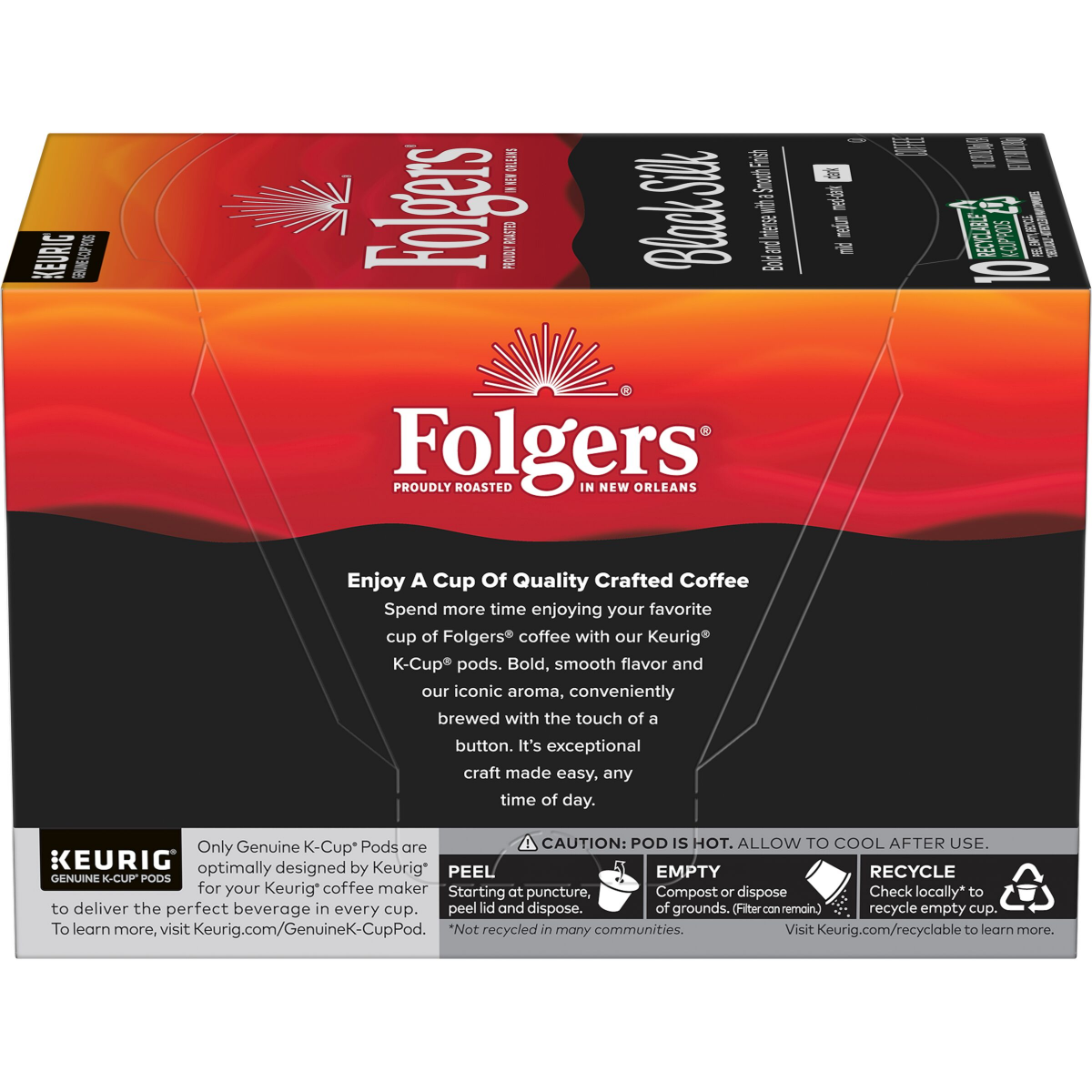 slide 10 of 21, Folgers Black Silk Coffee, Dark Roast, Keurig K-Cup Pods, 10 Count Box, 10 ct