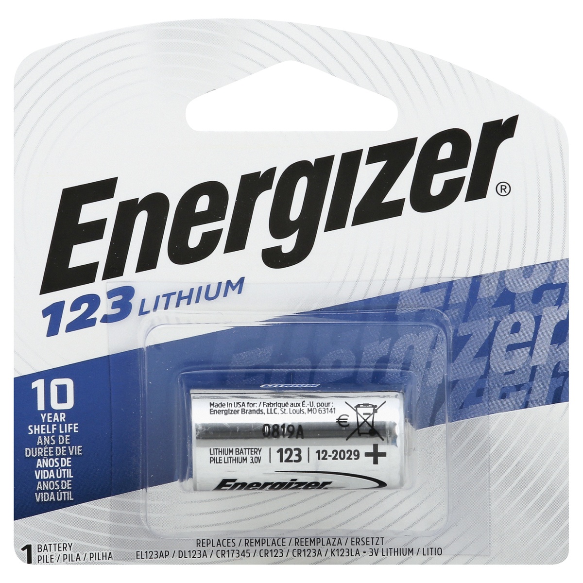 slide 1 of 8, Energizer Photo Lithium 123, One Pack, 1 ct