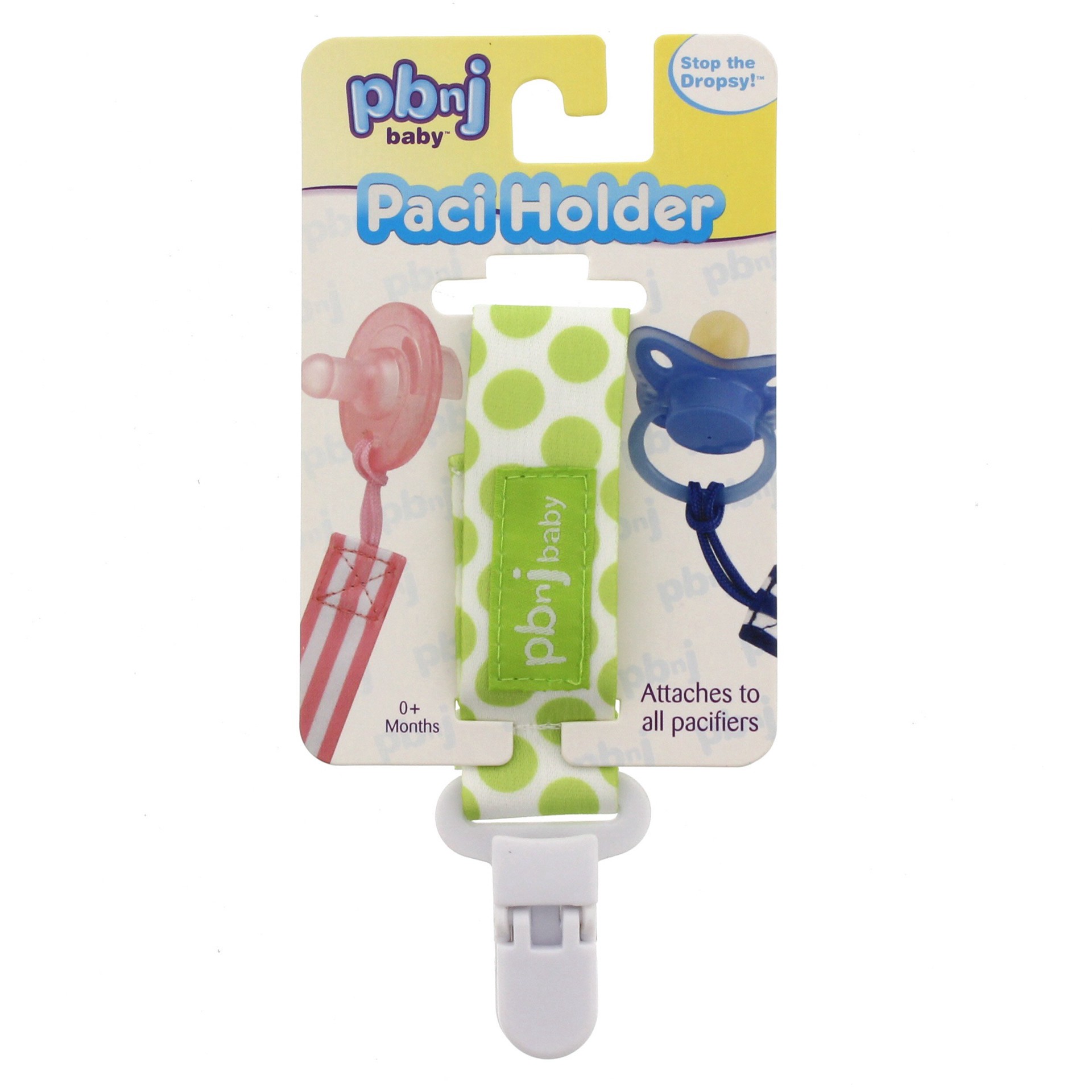 slide 1 of 1, PBnJ Baby Paci Holder , Assorted Designs, 1 ct