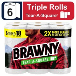 Brawny Tear-A-Square Paper Towels, 6 Triple Rolls