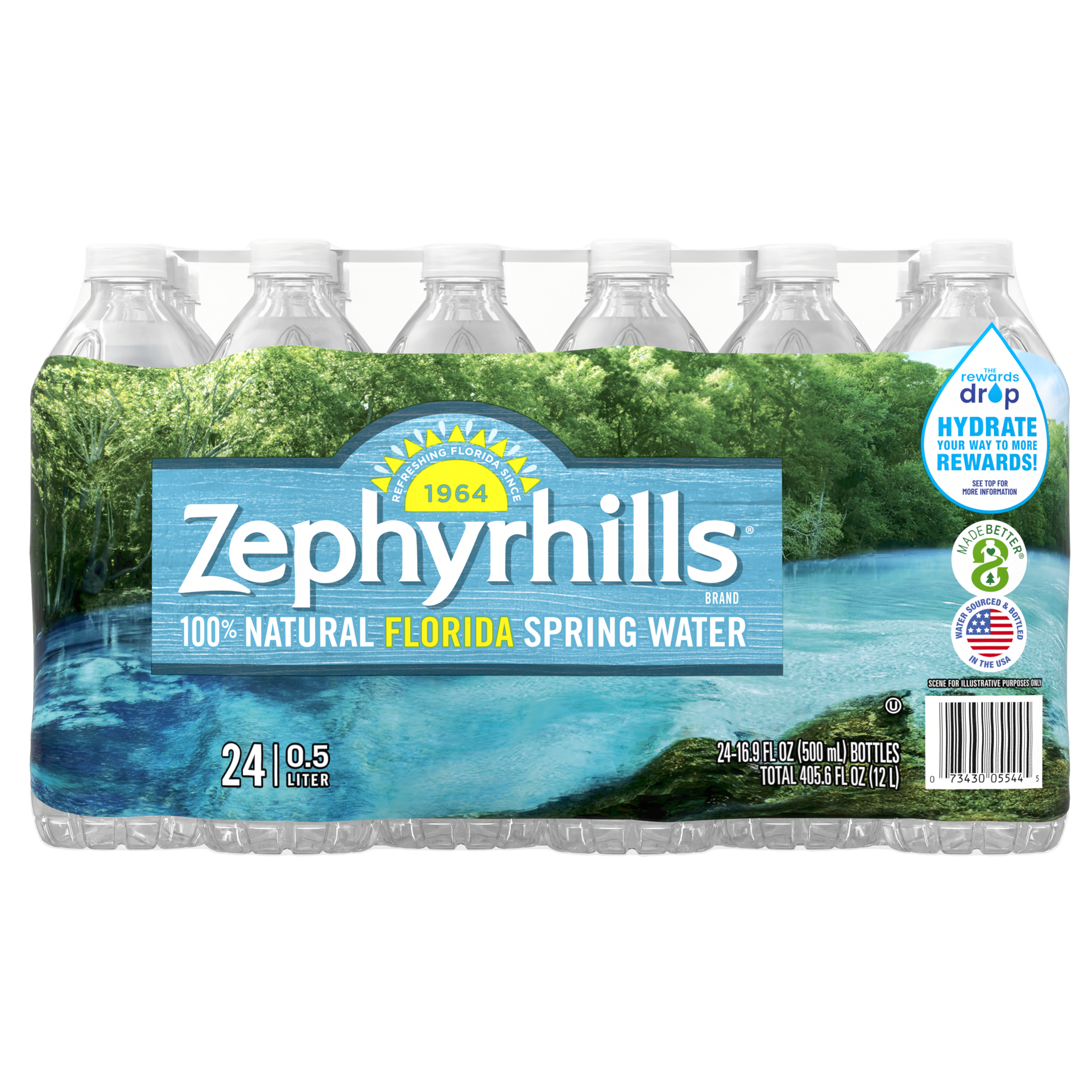 slide 1 of 8, ZEPHYRHILLS Brand 100% Natural Spring Water, (Pack of 24) - 16.9 fl oz, 16.9 fl oz