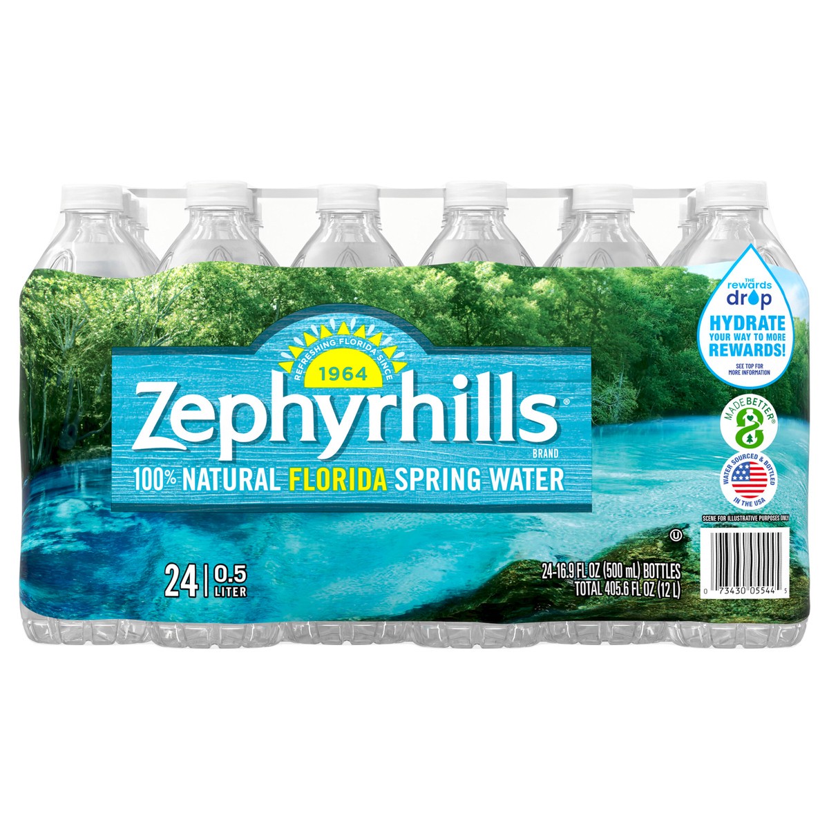 slide 1 of 8, ZEPHYRHILLS Brand Florida Spring Water, 16.9-ounce plastic bottles (Pack of 24), 24 ct