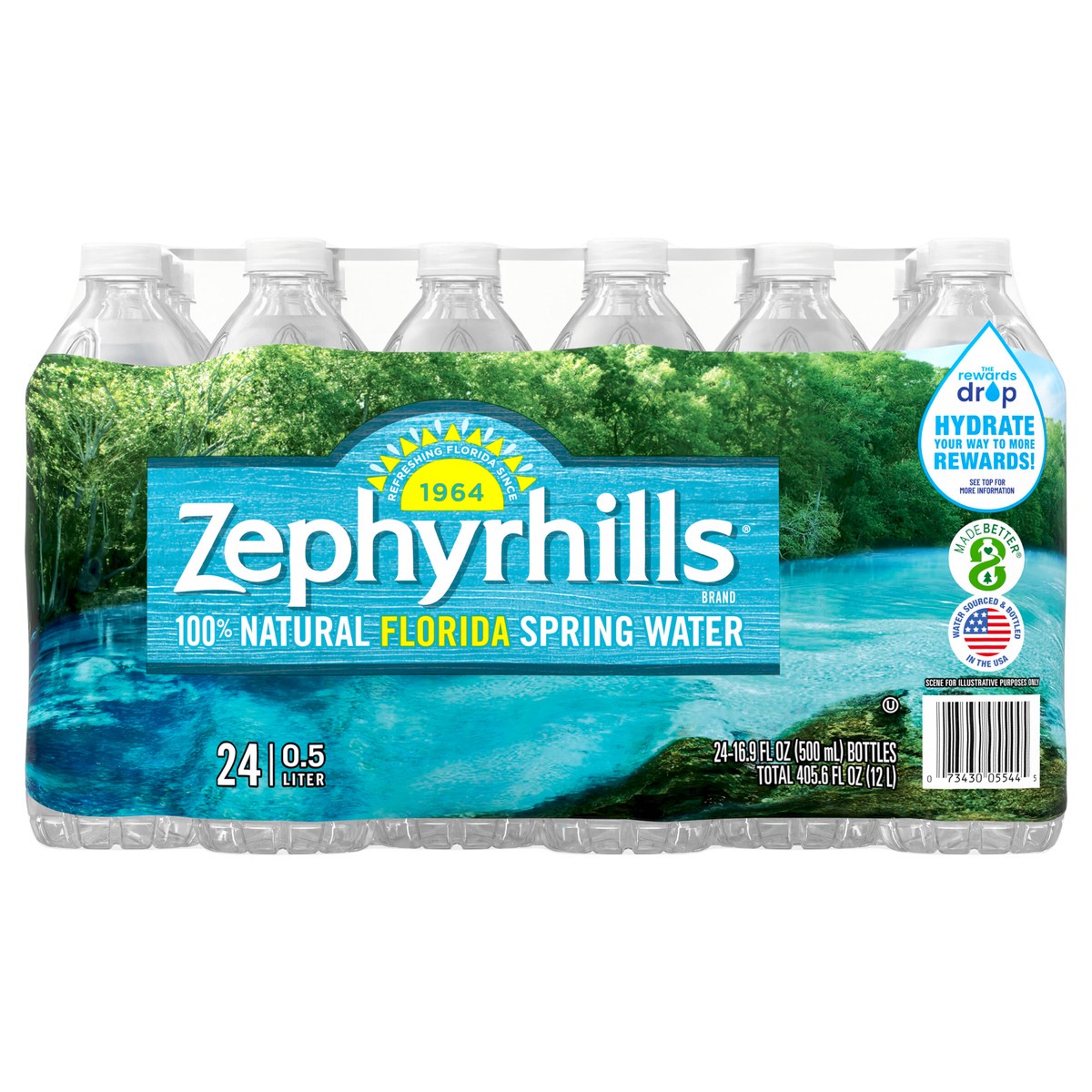 slide 1 of 8, ZEPHYRHILLS Brand 100% Natural Spring Water, 16.9-ounce plastic bottles (Pack of 24), 16.9 fl oz