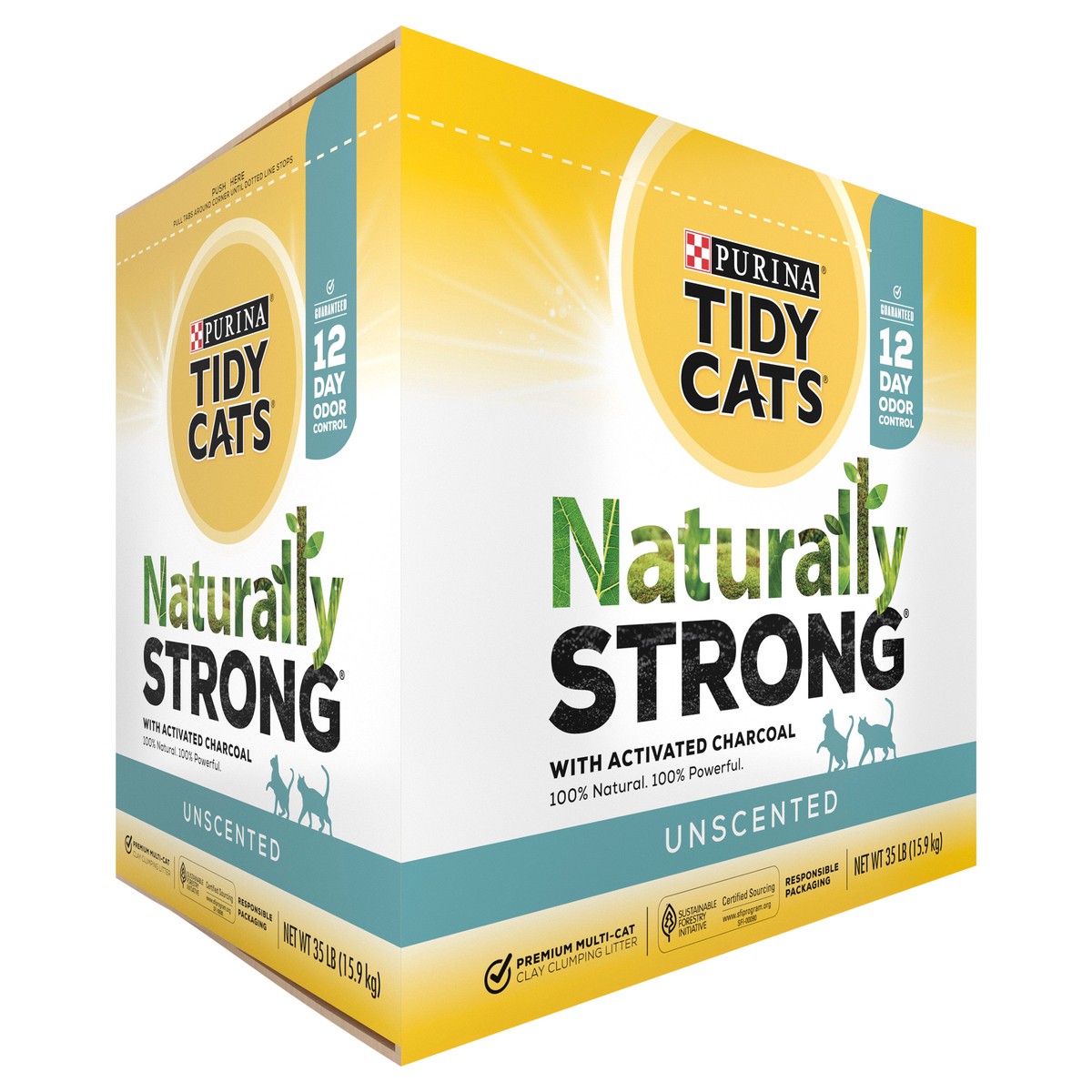 slide 3 of 9, Purina Tidy Cats Unscented, Clumping, Natural Cat Litter, Naturally Strong Clay Multi Cat Litter, 35 lb