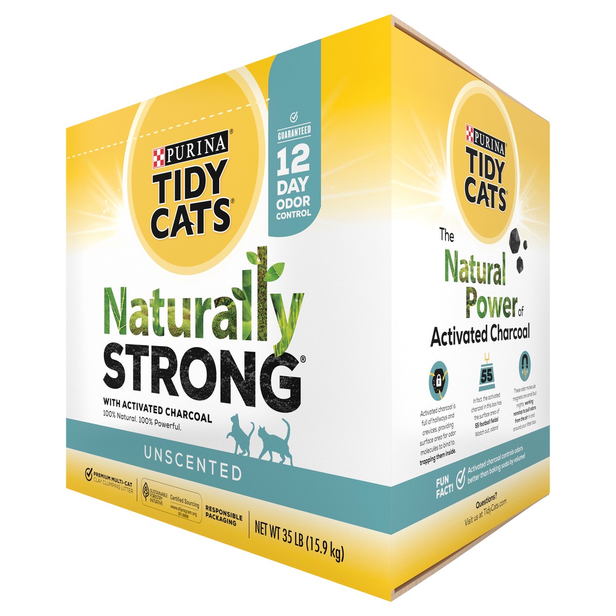 slide 4 of 9, Purina Tidy Cats Unscented, Clumping, Natural Cat Litter, Naturally Strong Clay Multi Cat Litter, 35 lb