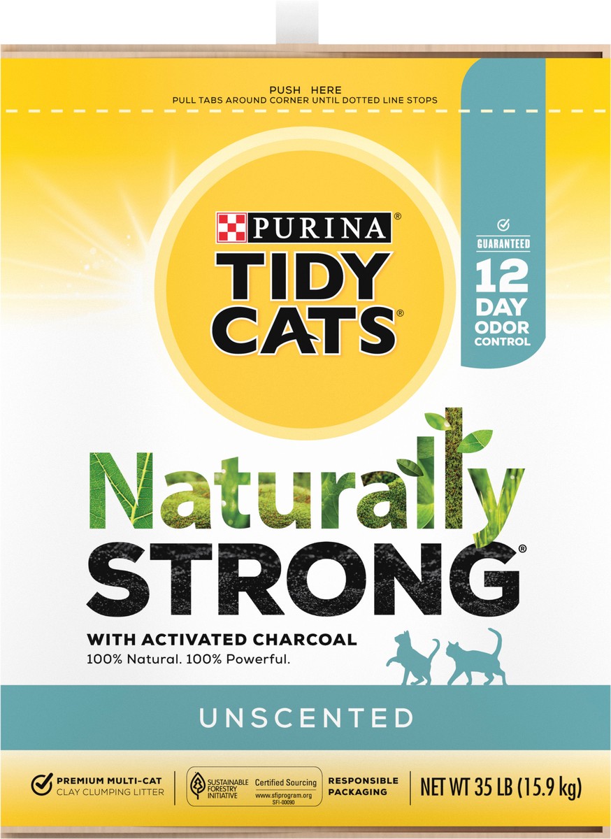 slide 2 of 9, Purina Tidy Cats Unscented, Clumping, Natural Cat Litter, Naturally Strong Clay Multi Cat Litter, 35 lb