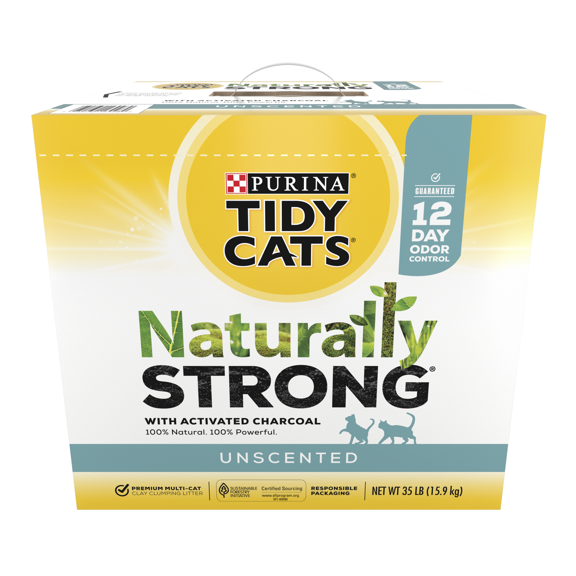 slide 1 of 9, Purina Tidy Cats Unscented, Clumping, Natural Cat Litter, Naturally Strong Clay Multi Cat Litter, 35 lb