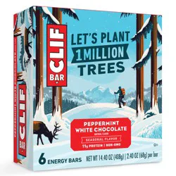 CLIF BAR - Peppermint White Chocolate Flavor - Made with Organic Oats - 11g Protein - Non-GMO - Plant Based - Seasonal Energy Bars - 2.4 oz. (6 Pack) - 14.4 oz