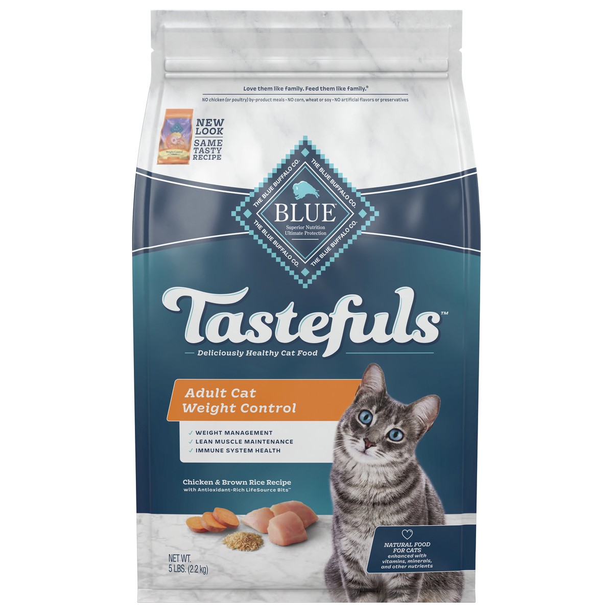 slide 1 of 20, Blue Buffalo Weight Control Adult Chicken - Dry Cat Food, 5 lb