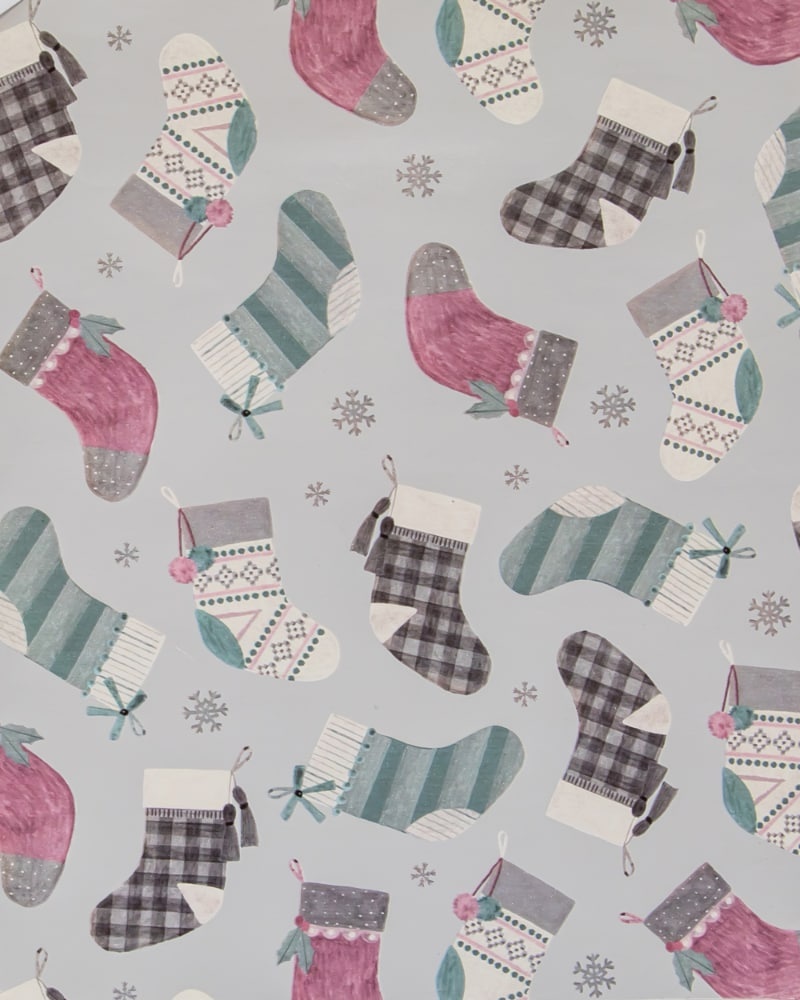 slide 1 of 1, Holiday Home Stockings Gift Wrap, 30 in
