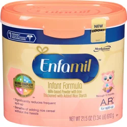 Enfamil A.R. Infant Formula, Clinically Proven to Reduce Reflux & Spit-Up in 1 Week, with Iron, DHA for Brain Development, Probiotics to Support Digestive & Immune Health, Powder Tub, 19.5 Oz