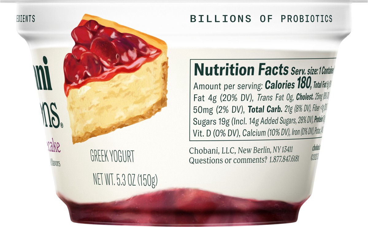 slide 9 of 13, Chobani Yogurt, Greek, Cherry Cheesecake, 5.3 oz