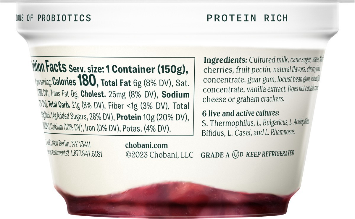 slide 7 of 13, Chobani Yogurt, Greek, Cherry Cheesecake, 5.3 oz