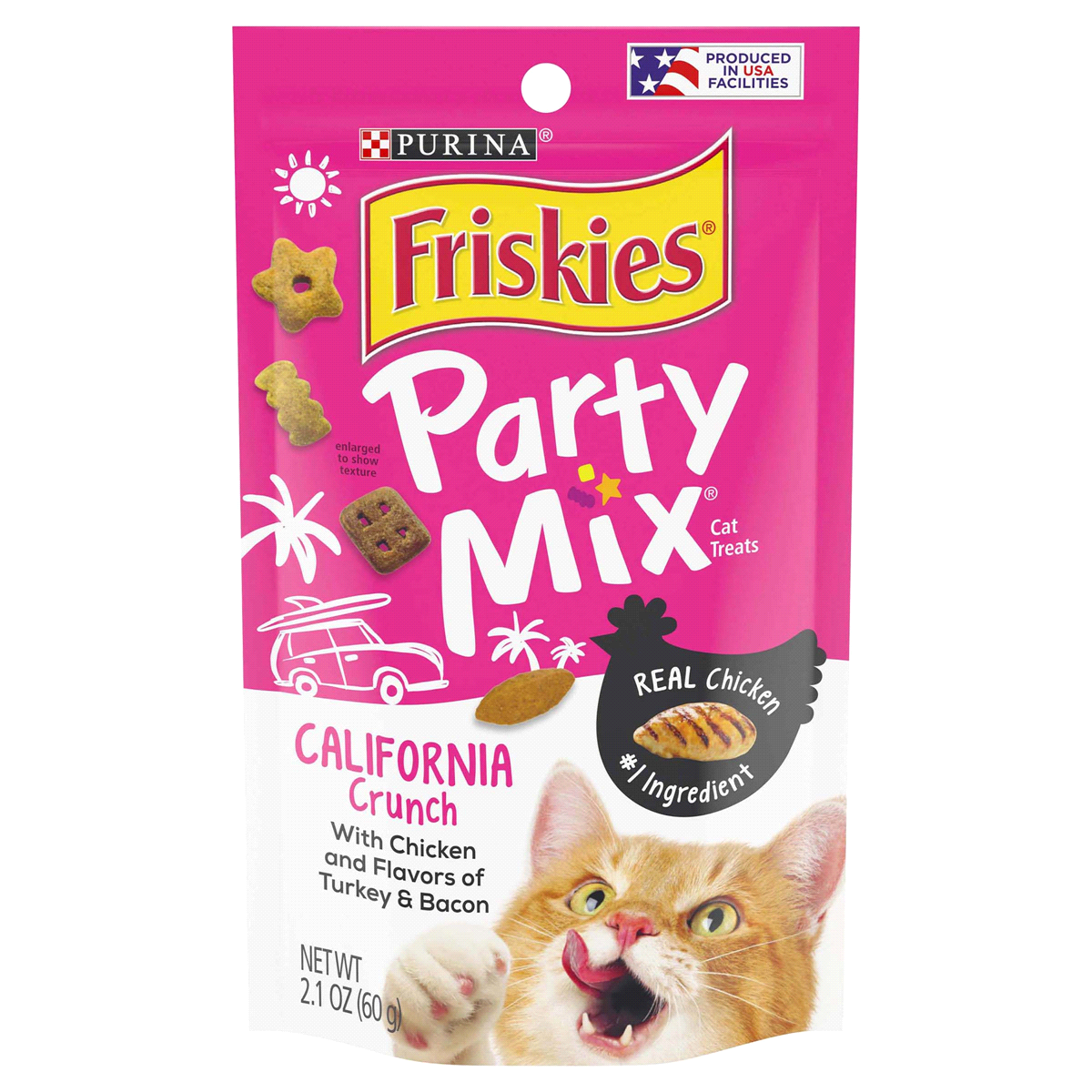 slide 1 of 1, Friskies Treats Friskies Party Mix Crunch California Dreamin' Cat Treats, 2.1 oz