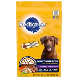 Pedigree With Tender Bites Adult 100% Complete & Balanced Chicken & Steak Flavor Food for Dogs 14 lb