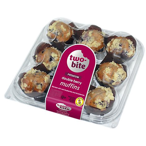slide 1 of 1, two-bite Premium Double Berry Muffins 13 oz, 13 oz