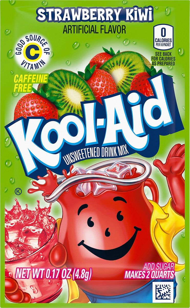 slide 7 of 9, Kool-Aid Unsweetened Strawberry Kiwi Artificially Flavored Powdered Soft Drink Mix, 0.17 oz Packet, 0.17 oz