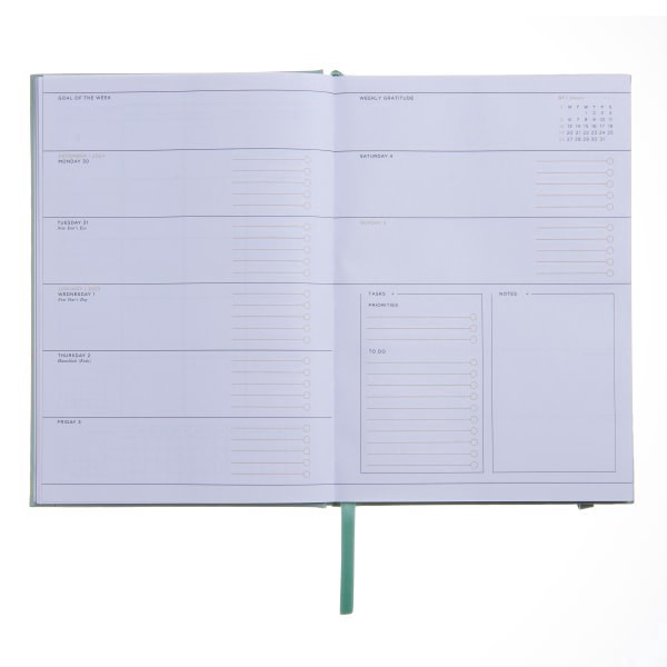 slide 4 of 5, 2025 Russell & Hazel Weekly/Monthly Hardcover Casebound Planner, 5-15/16"" X 8-3/8"", Gray/Black/White, January 2025 To December 2025, 1 ct