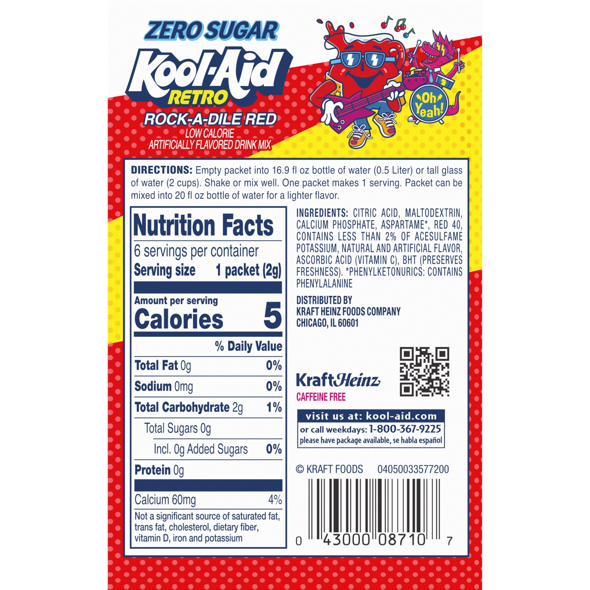 slide 2 of 2, Kool-Aid Retro Rock-A-Dile Red Mixed Berry Zero Sugar Artificially Flavored Powdered Soft Drink Mix On-the-Go-Packets, 0.4 oz
