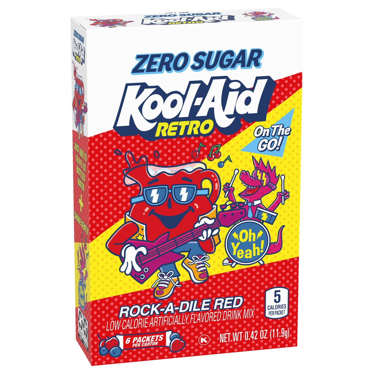 slide 8 of 9, Kool-Aid Retro Rock-A-Dile Red Mixed Berry Zero Sugar Artificially Flavored Powdered Soft Drink Mix, 6 ct On-the-Go-Packets, 6 ct