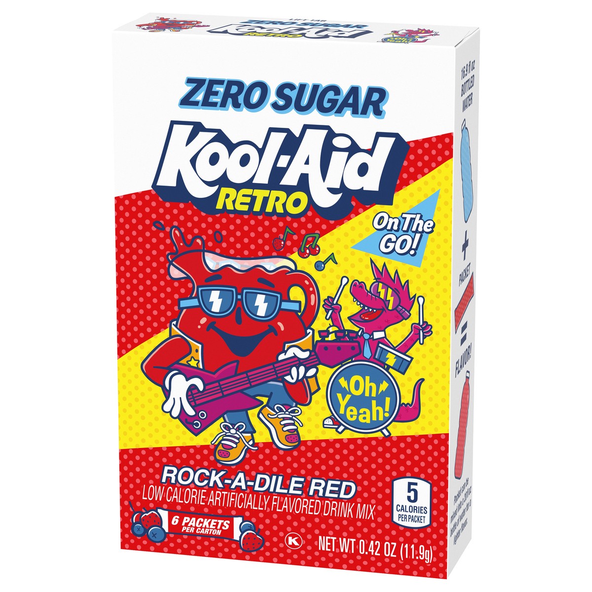 slide 7 of 9, Kool-Aid Retro Rock-A-Dile Red Mixed Berry Zero Sugar Artificially Flavored Powdered Soft Drink Mix, 6 ct On-the-Go-Packets, 6 ct