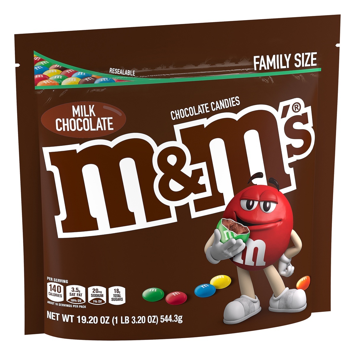 slide 2 of 9, M&M'S Milk Chocolate Candy, Family Size, 19.2 oz