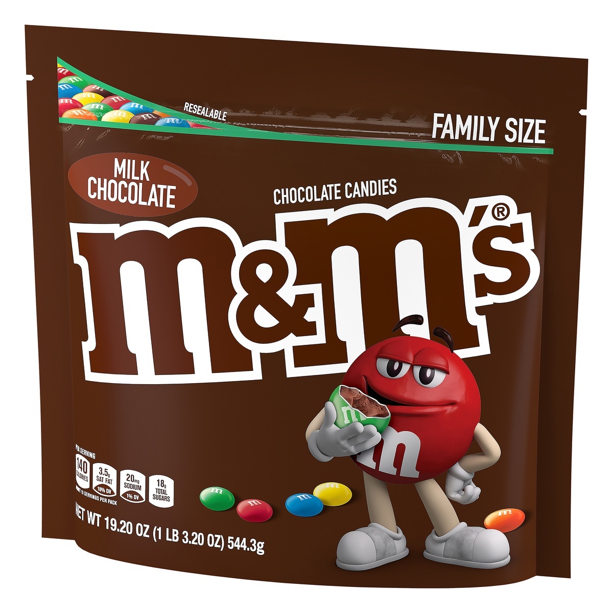 slide 3 of 9, M&M'S Milk Chocolate Candy, Family Size, 19.2 oz