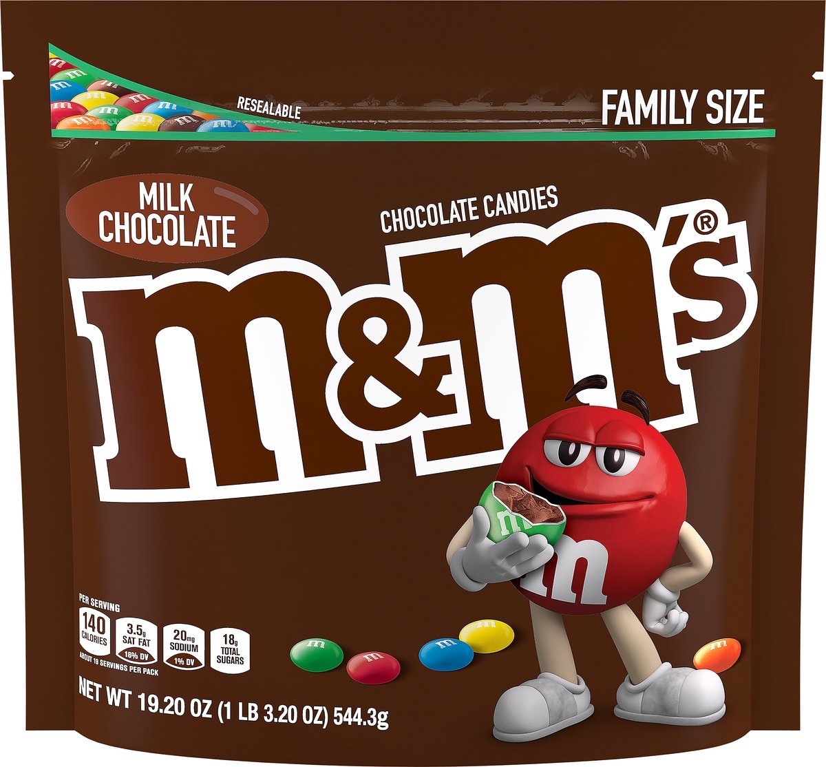 M&M's Chocolate Candies, Milk Chocolate, Family Size 18 Oz