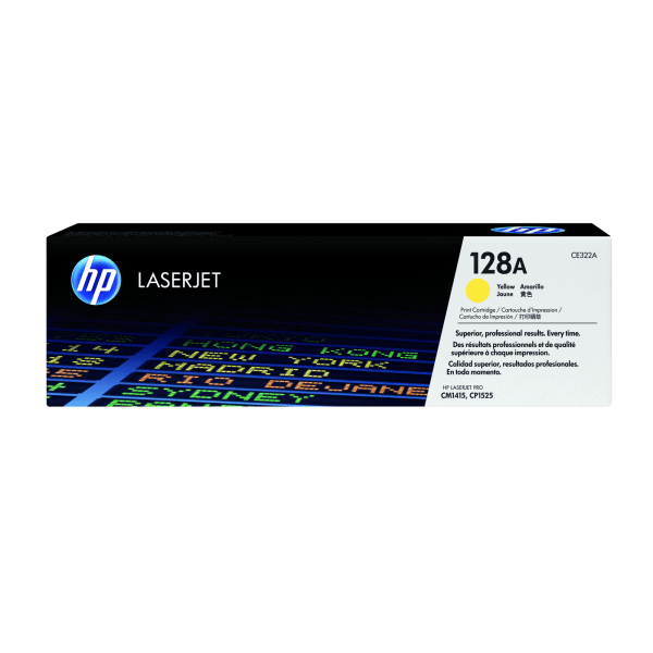 slide 1 of 5, HP 128A, Yellow Original Toner Cartridge (Ce322A), 1 ct