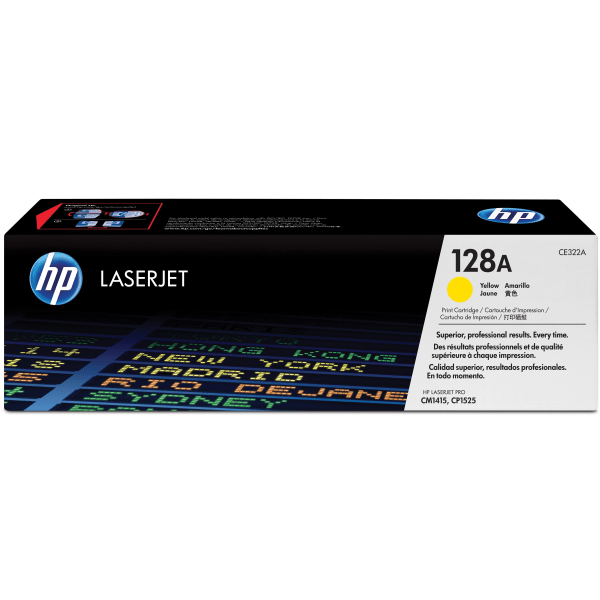 slide 3 of 5, HP 128A, Yellow Original Toner Cartridge (Ce322A), 1 ct