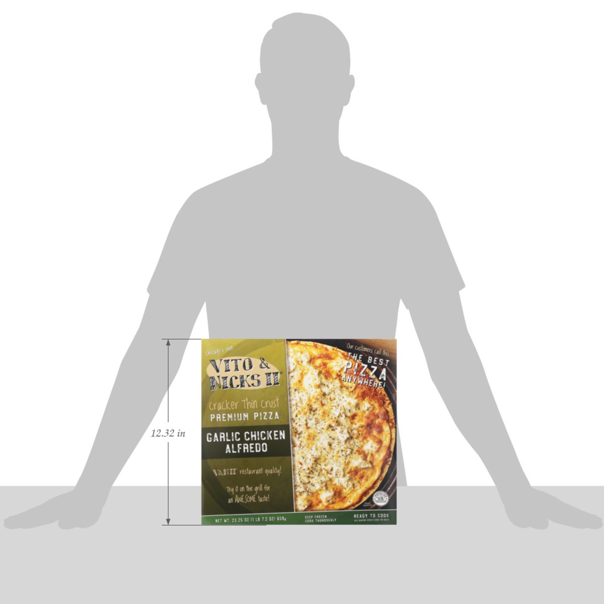 slide 8 of 13, Vito & Nicks II Cracker Thin Crust Premium Garlic Chicken Alfredo Pizza 23.25 oz, 23.25 oz