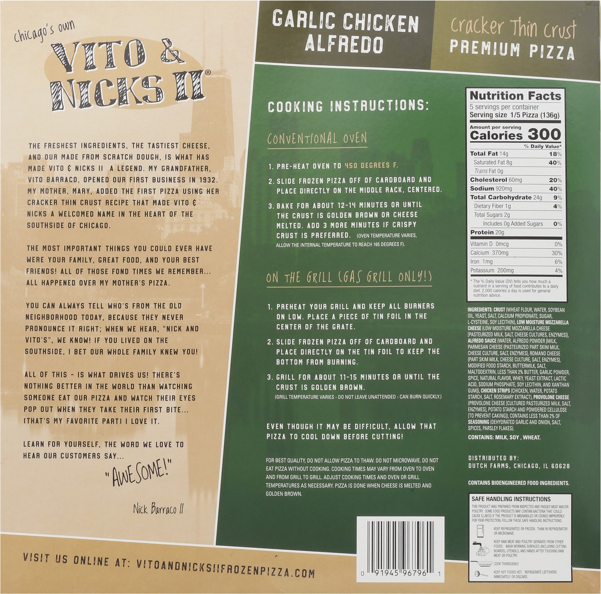 slide 10 of 13, Vito & Nicks II Cracker Thin Crust Premium Garlic Chicken Alfredo Pizza 23.25 oz, 23.25 oz