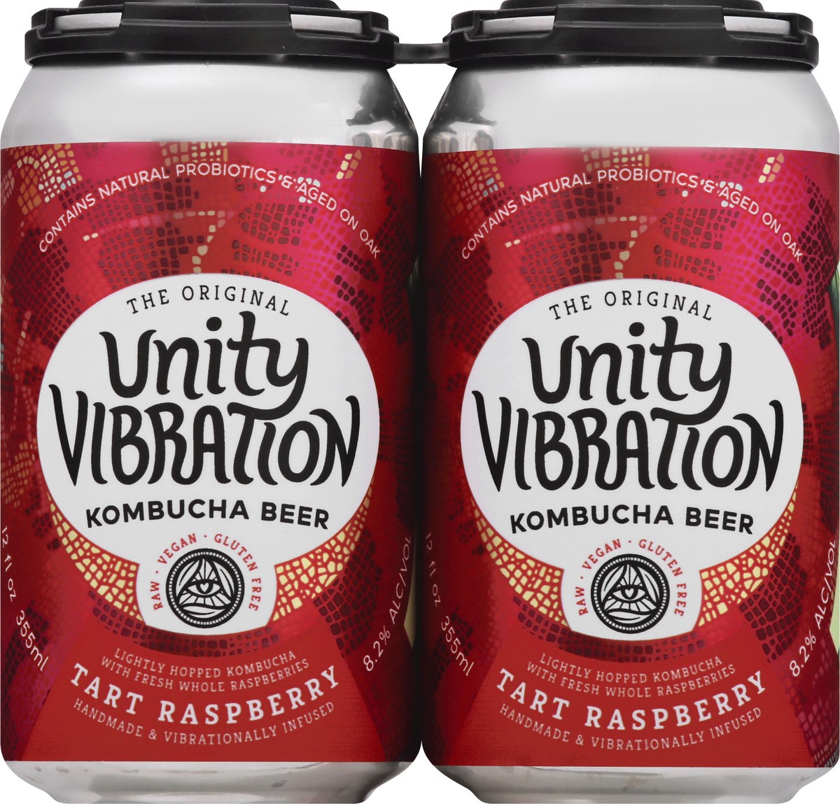 slide 1 of 9, Unity Vibration Raspberry Kombucha, 4 ct; 12 fl oz