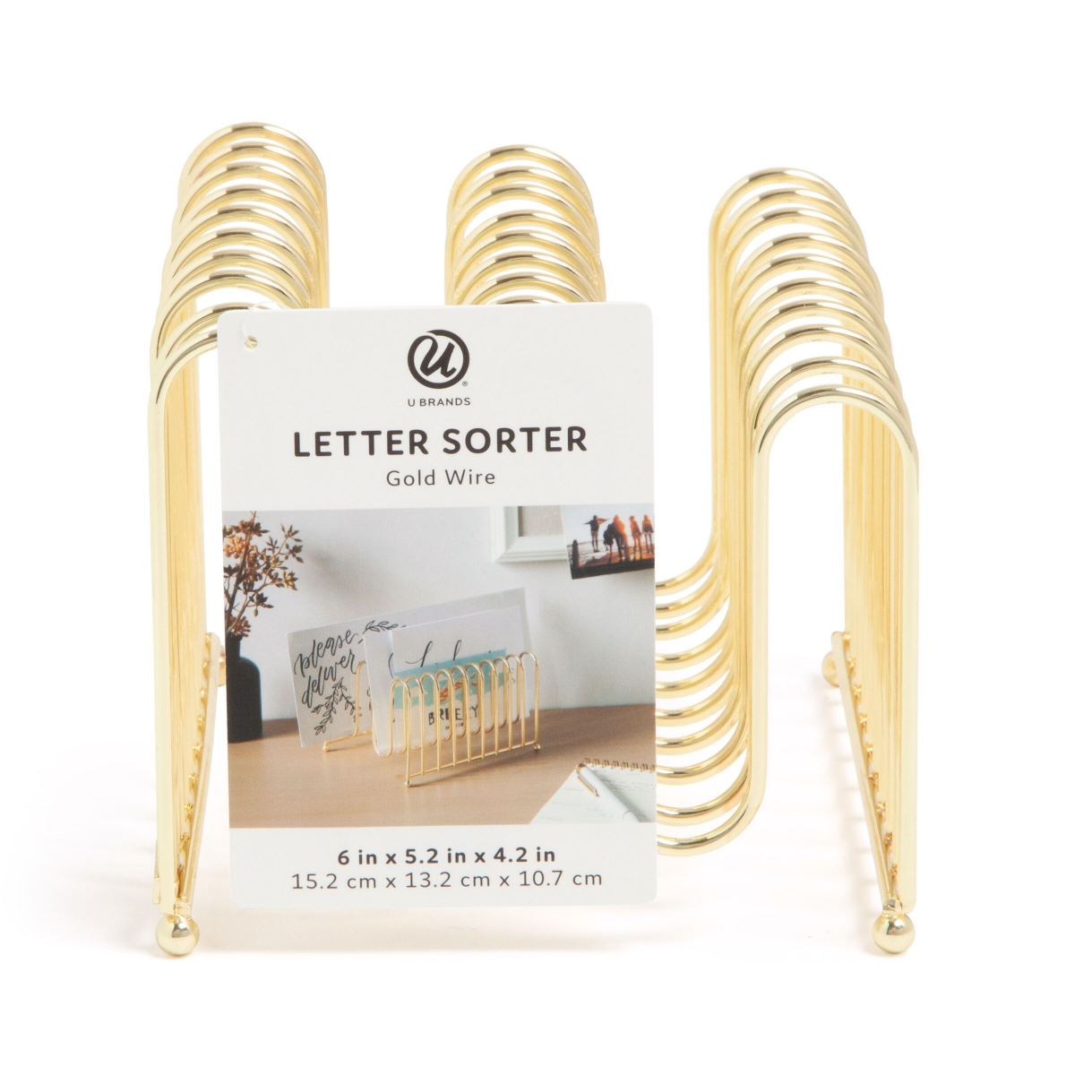 slide 1 of 5, U BRANDS UBrands Bent Wire Gold Letter Sorter, 1 ct
