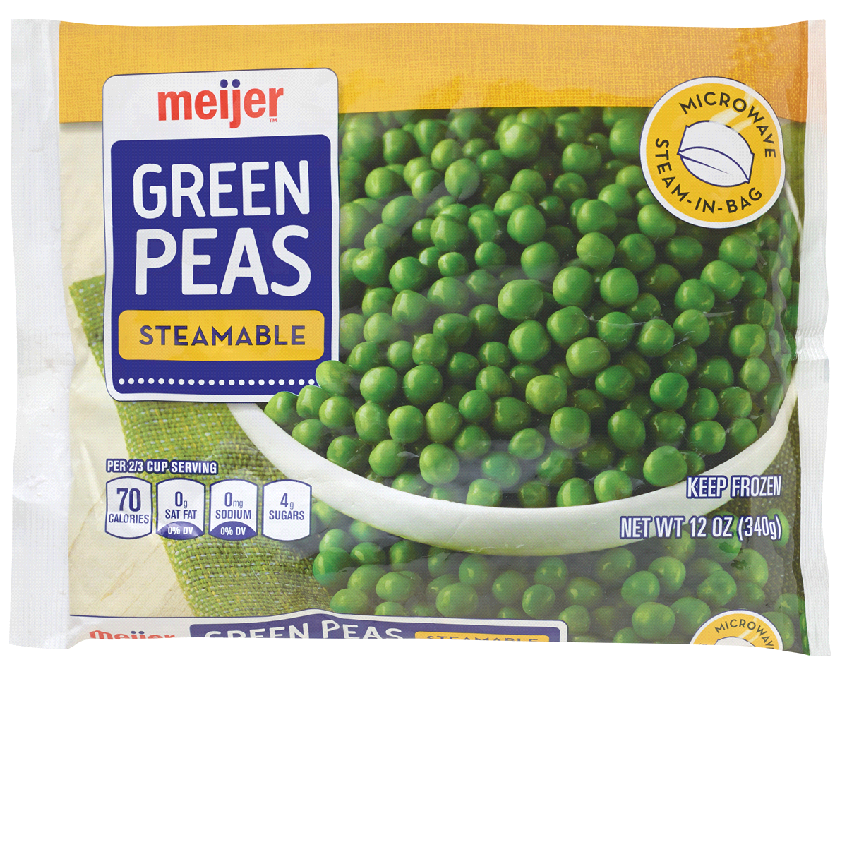 slide 1 of 1, Meijer Steamable Green Peas, 12 oz