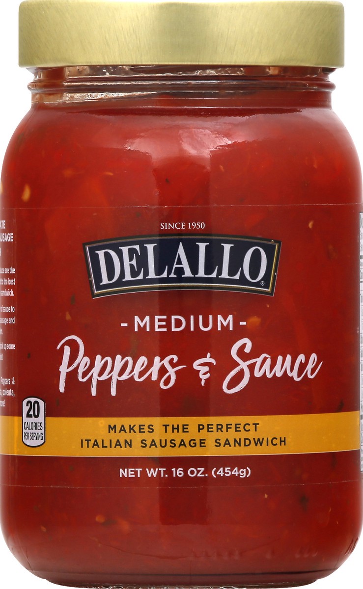 slide 3 of 8, dellalo Peppers & Sauce 16 oz, 16 oz