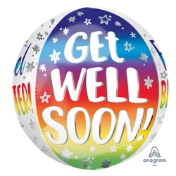 Get Well Silver Rainbow Orbz Balloon