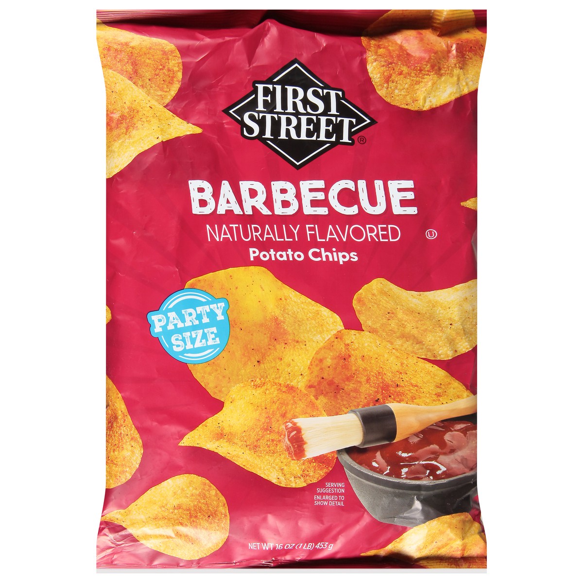 slide 1 of 6, First Street BBQ Potato Chips, 16 oz