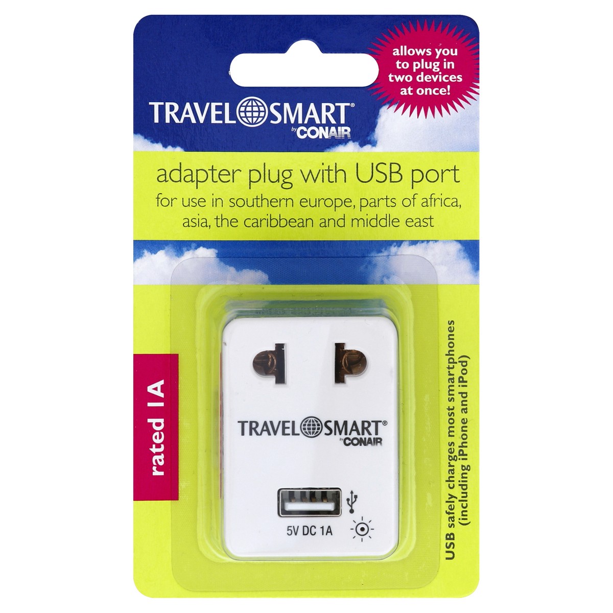 slide 2 of 3, Travel Smart Adapter with USB, 1 ct