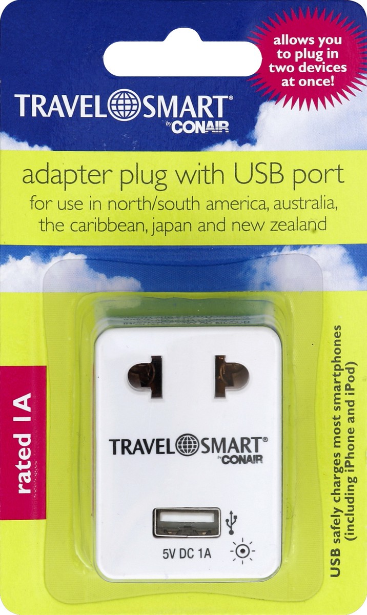 slide 1 of 3, Travel Smart Adapter with USB, 1 ct