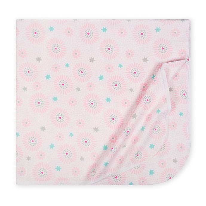 slide 2 of 4, Just Born Flannel Blankets - Pink/Aqua, 4 ct