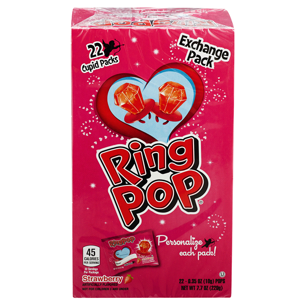 slide 1 of 1, Topps Ring Pop Valentine Exchange Bag, 7.7 oz