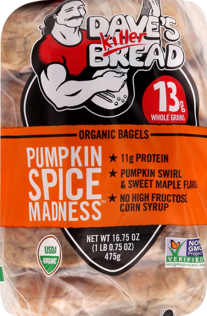 slide 7 of 8, Dave's Killer Bread Pumpkin Spice Madness Organic Bagels, 16.75 oz