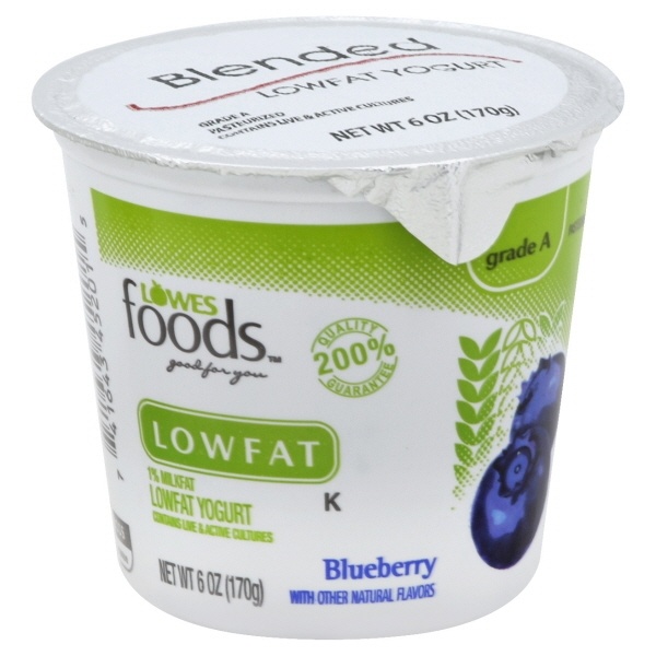 slide 1 of 1, Lowes Foods Yogurt Low Fat Blueberry, 6 oz