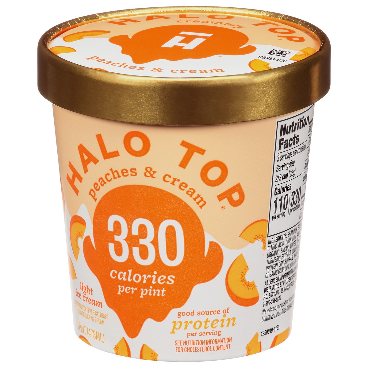 slide 6 of 11, Halo Top Peaches and Cream Light Ice Cream Pint, 16 fl oz, 1 pint