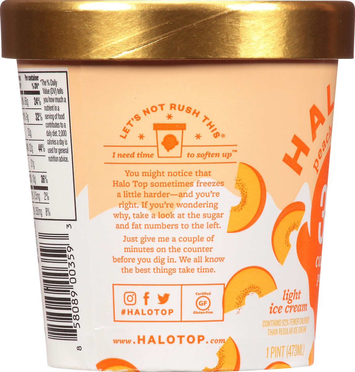 slide 5 of 11, Halo Top Peaches and Cream Light Ice Cream Pint, 16 fl oz, 1 pint