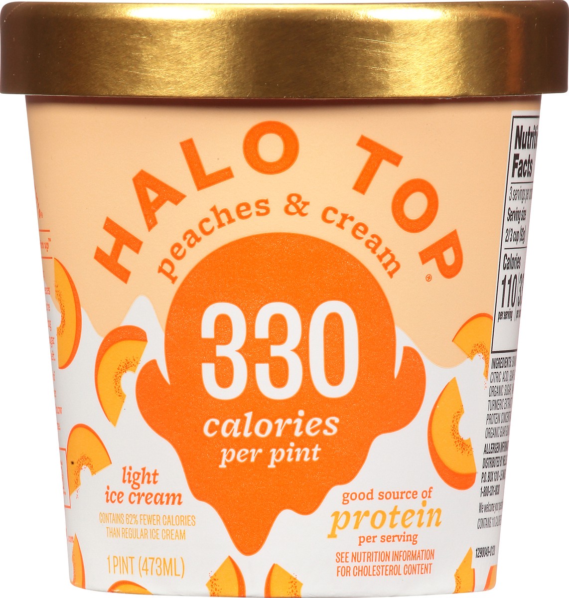 slide 9 of 11, Halo Top Peaches and Cream Light Ice Cream Pint, 16 fl oz, 1 pint