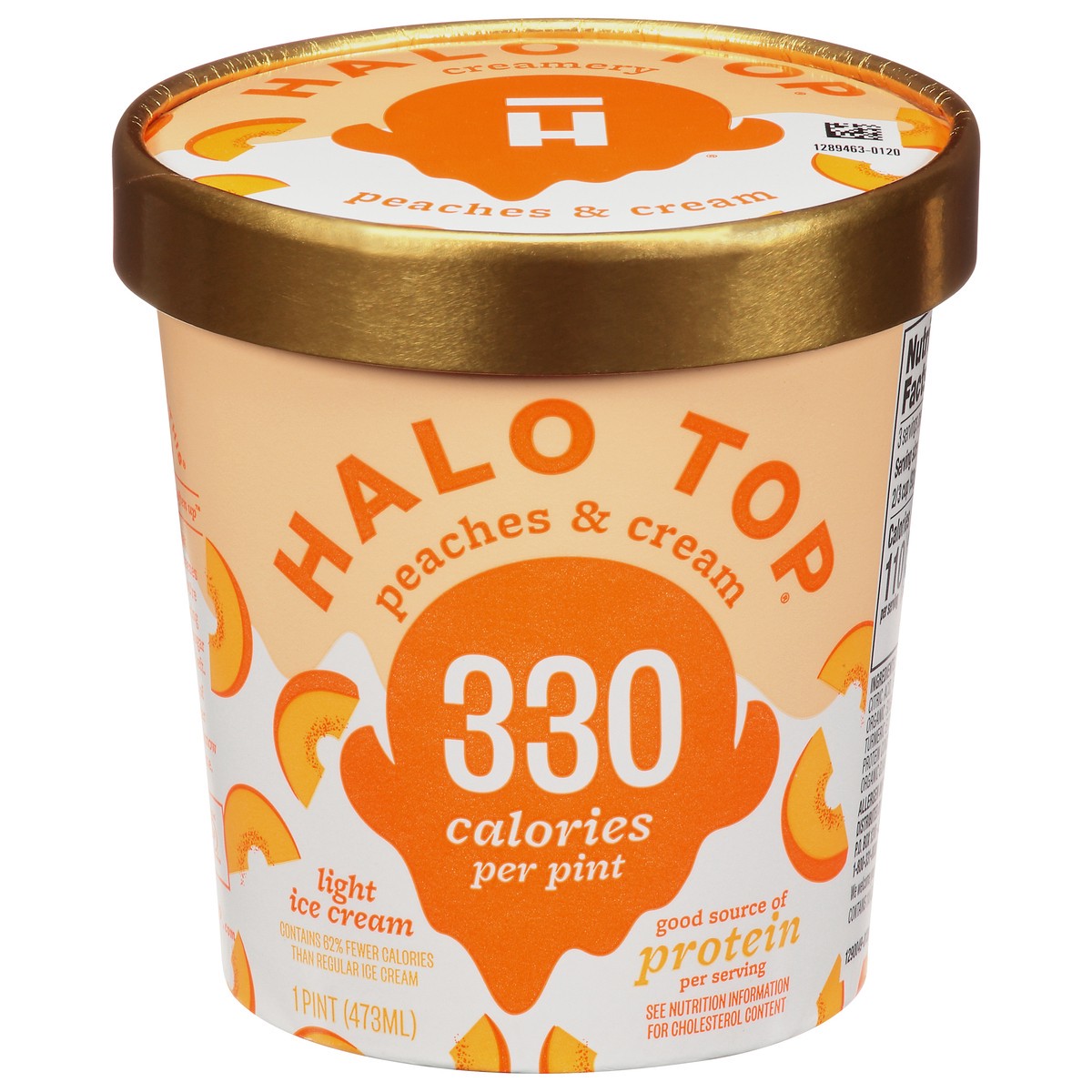 slide 2 of 11, Halo Top Peaches and Cream Light Ice Cream Pint, 16 fl oz, 1 pint