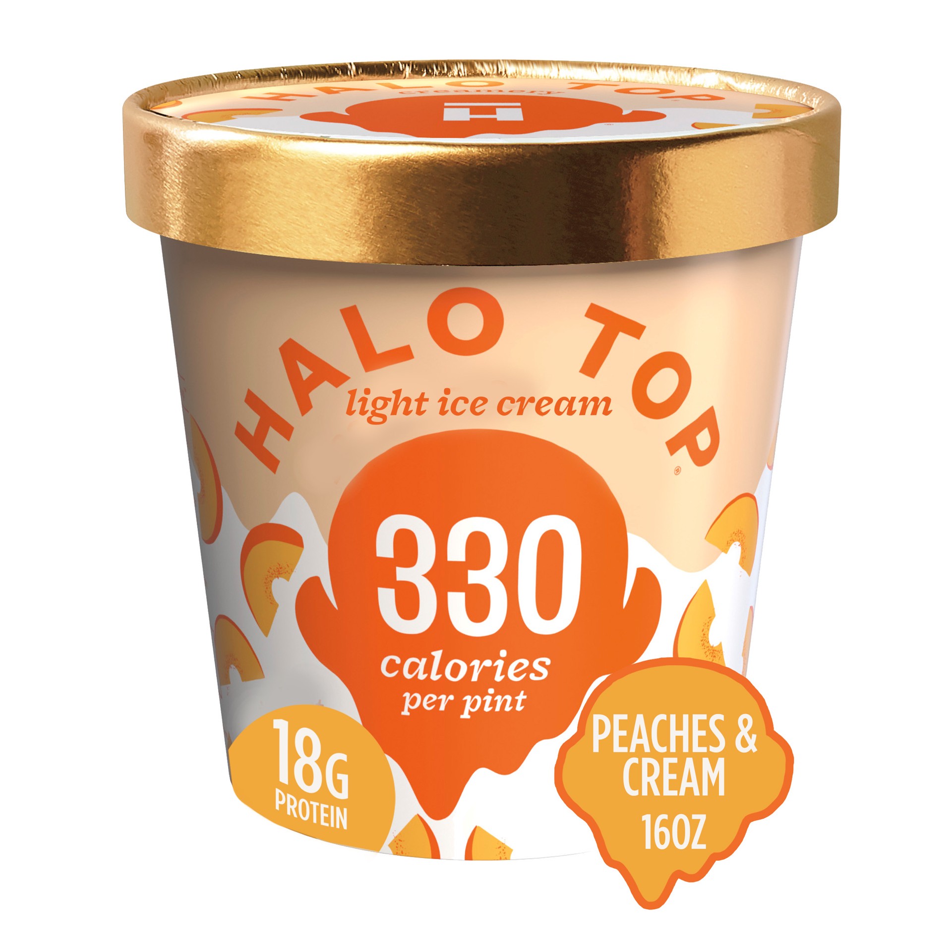 slide 1 of 11, Halo Top Peaches and Cream Light Ice Cream Pint, 16 fl oz, 1 pint